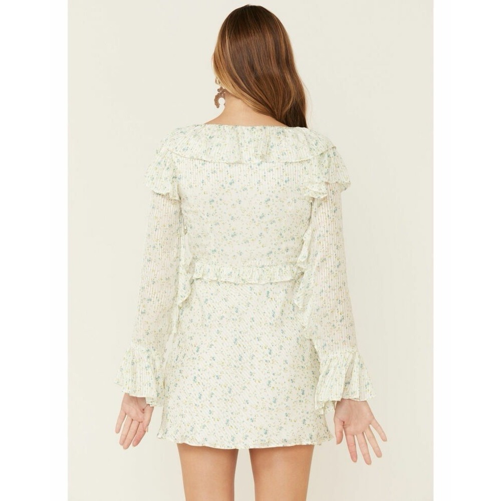 FREE‎ PEOPLE  Women's Sweetest Thing Long Sleeve Minidress Size 2 Ivory Combo - Picture 3 of 9
